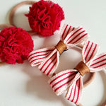 Red&White Bow Hair Ties (4pcs)