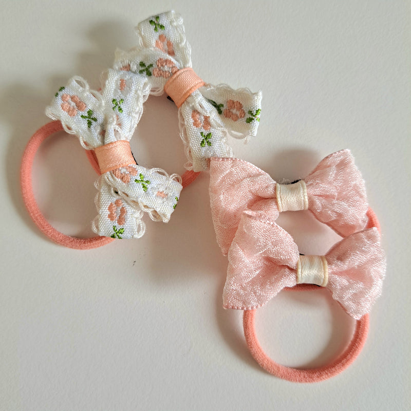 Light Pink Bow Hair Ties (4pcs)