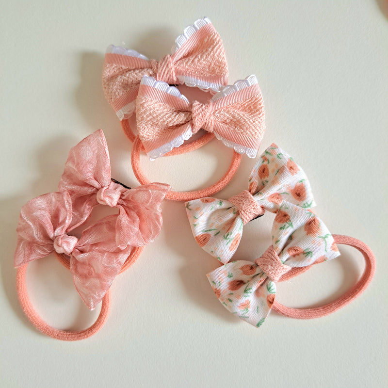 Baby Pink Bow Hair Ties (6pcs)