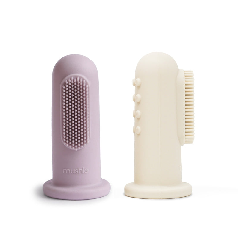 Mushie Finger Toothbrush || Soft Lilac / Ivory