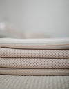 Mushie Organic Cotton Muslin Swaddle Blanket || Caramel Polka Dots