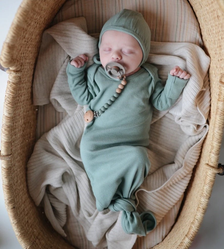 Pre-Order Mushie Knitted Ribbed Baby Blanket (Beige Melange)